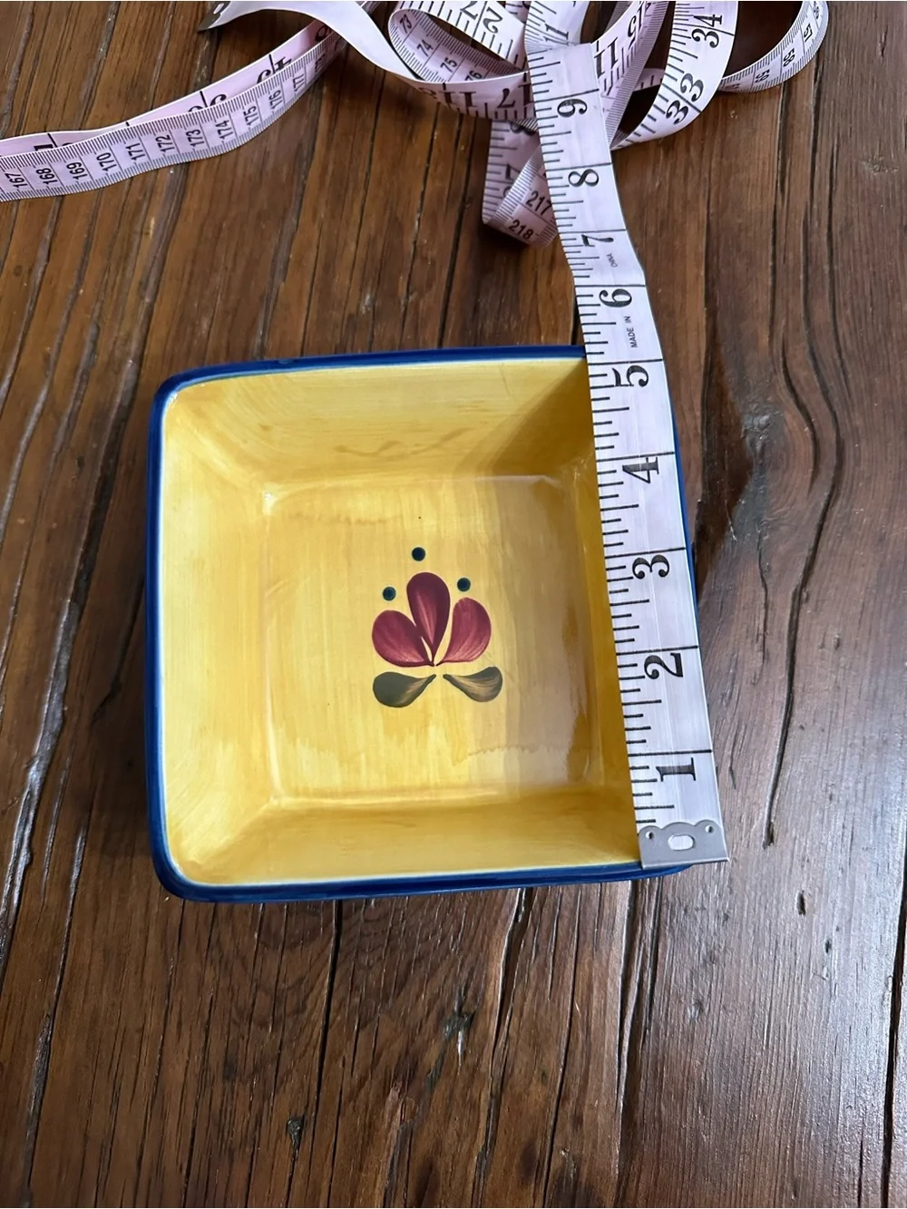 Home & Garden Party Stoneware Collection Yellow Square Dish Floral